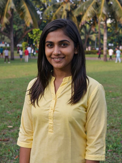 Kavya, 25, South Indian woman from Bangalore in tropical park, seeking meaningful connection
