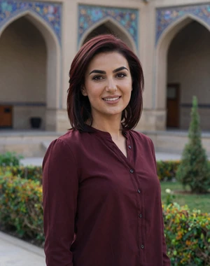 Zulfiya, 29, Uzbek professional woman from Bukhara in burgundy blouse, looking for genuine love connection