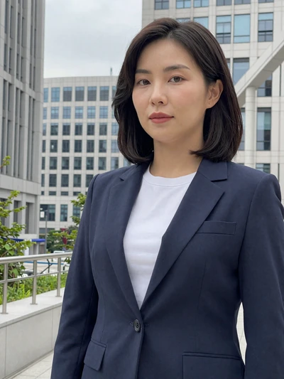 Subin, 31, Korean professional woman from Daejeon in navy blazer, seeking committed lifelong partner