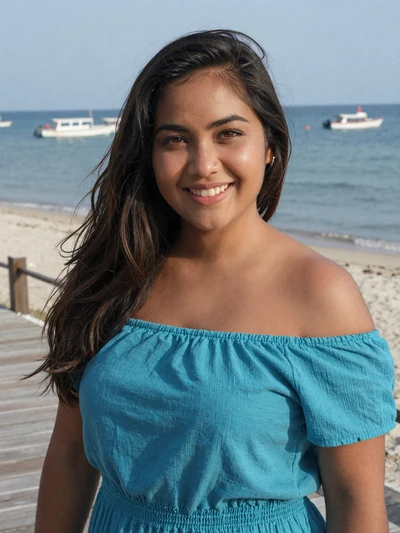 Jasmine, 28, Filipino woman from Cebu at a beachside boardwalk open to meeting Western men