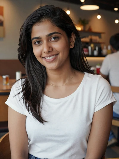 Priya, 27, Indian woman from Mumbai at modern cafe, seeking genuine international relationship