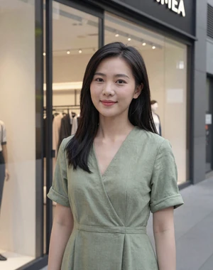 Mei Ting, 28, Singaporean Chinese woman from Orchard in sage green dress, seeking genuine cross-cultural connection