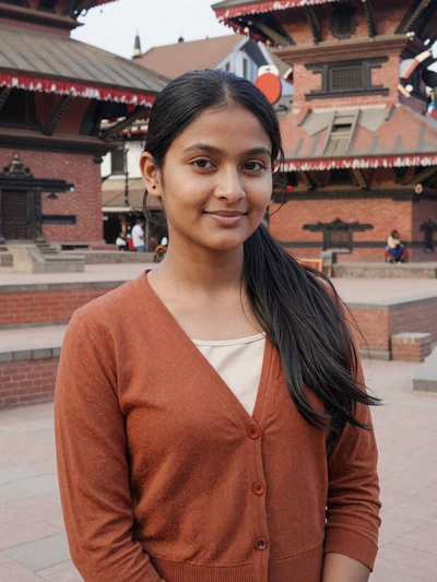 Manisha, 24, Nepali Tamang woman from Lalitpur at Patan Durbar Square, looking for genuine love connection