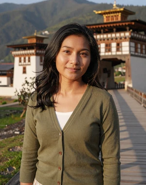 Sonam, 29, Bhutanese woman from Paro near traditional covered bridge, interested in serious international relationship