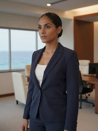 Aishath, 30, Maldivian professional woman from Fuvahmulah in modern setting, seeking committed partner
