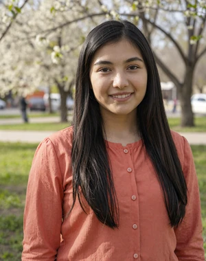 Gunça, 22, Turkmen woman from Bayramaly in sunlit park, seeking meaningful relationship