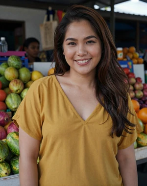 Supatra, 27, Thai woman from Udon Thani at vibrant market, looking for genuine love connection