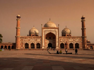 Badshahi Mosque in Lahore Pakistan at golden hour, iconic Mughal architecture representing rich Pakistani cultural heritage