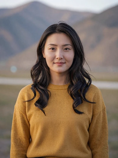 Oyunbileg, 23, Mongolian Kazakh woman from Ölgii with Altai mountains background, open to international dating