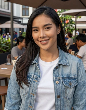 Siriporn, 26, Thai woman from Bangkok at modern cafe, seeking genuine cross-cultural connection