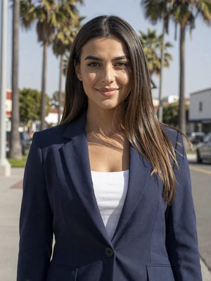 Sona, 28, Armenian-American woman from Los Angeles on sunny street, seeking committed partner