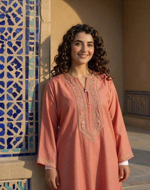 Nooria, 25, Afghan woman from Herat near traditional blue tilework, interested in serious international relationship