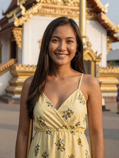 Somying, 26, Thai woman from Chiang Mai near a golden temple open to international dating