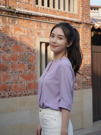 Chia-Yi, 24, Taiwanese woman from Tainan near historic architecture, seeking meaningful relationship