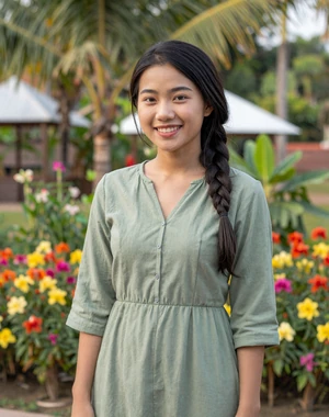 Bopha, 23, Cambodian woman from Battambang in tropical garden, looking for genuine love connection