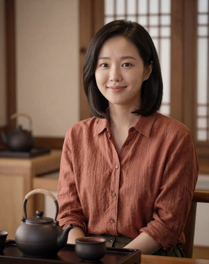 Jiwon, 36, Korean heritage woman from Seoul in traditional tea house, seeking meaningful lasting love