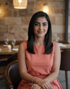 Mais, 27, Jordanian woman in elegant Amman restaurant, seeking lifelong partner