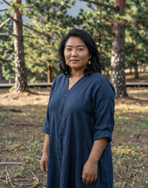 Dechen, 31, Bhutanese professional woman from Bumthang in pine forest setting, seeking committed life partner