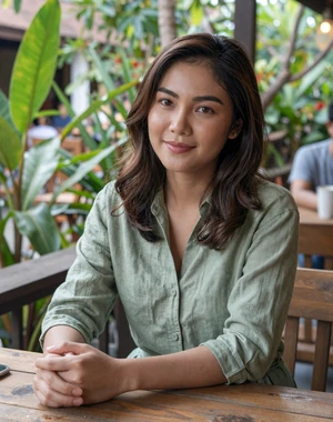 Nattaya, 29, Thai woman from Chiang Mai in garden cafe, interested in serious international relationship