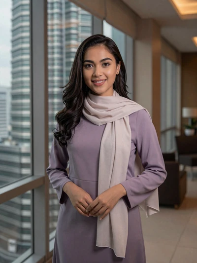 Aisyah, 28, Malaysian woman from Kuala Lumpur in elegant modern setting