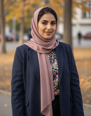 Rania, 31, Yemeni-American woman from Dearborn in autumn park, open to cross-cultural relationship
