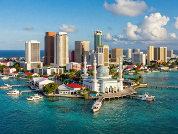 Malé city skyline surrounded by turquoise ocean in Maldives, representing the vibrant urban dating scene for Maldivian singles